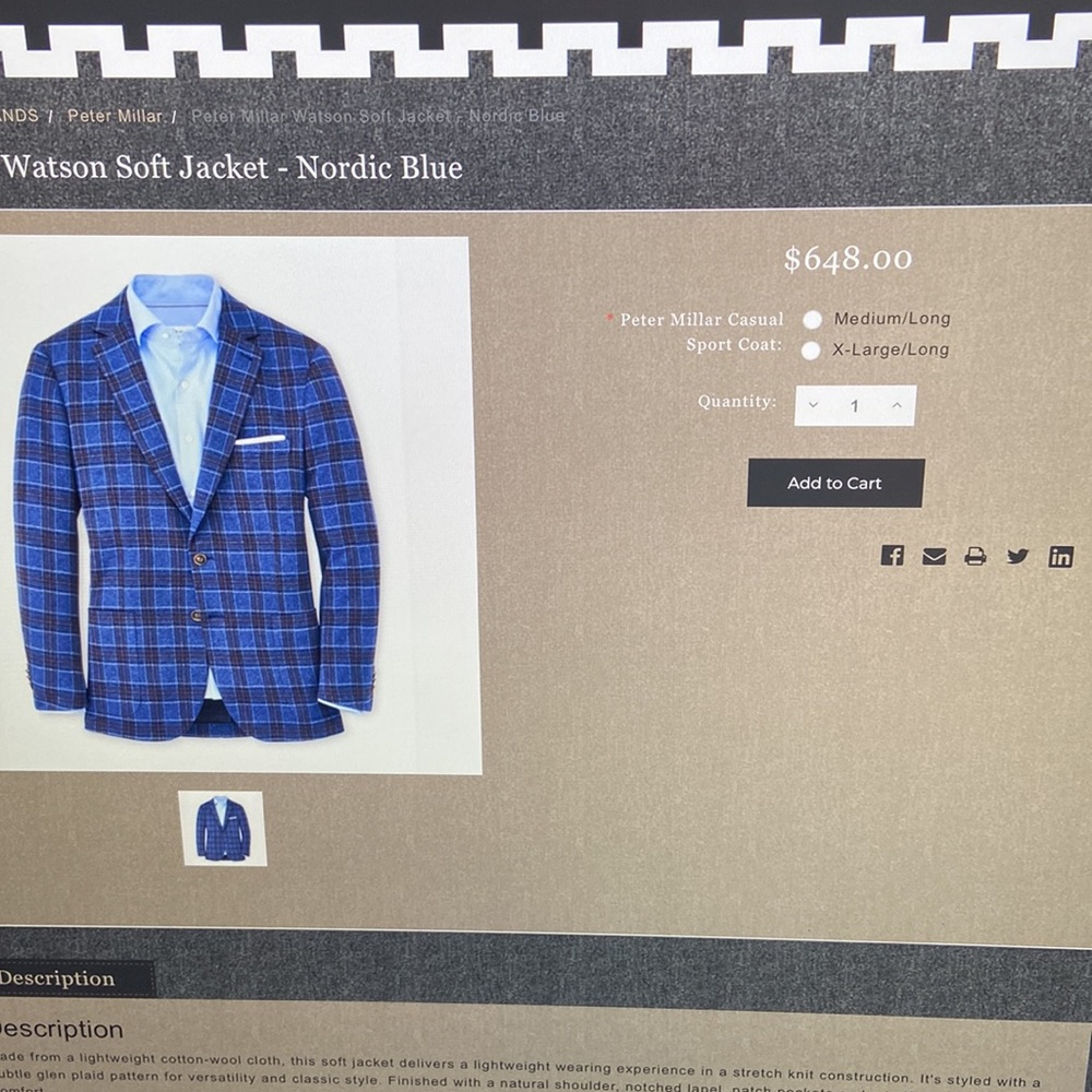 Peter Millar Watson soft Jacket- Nordic Blue